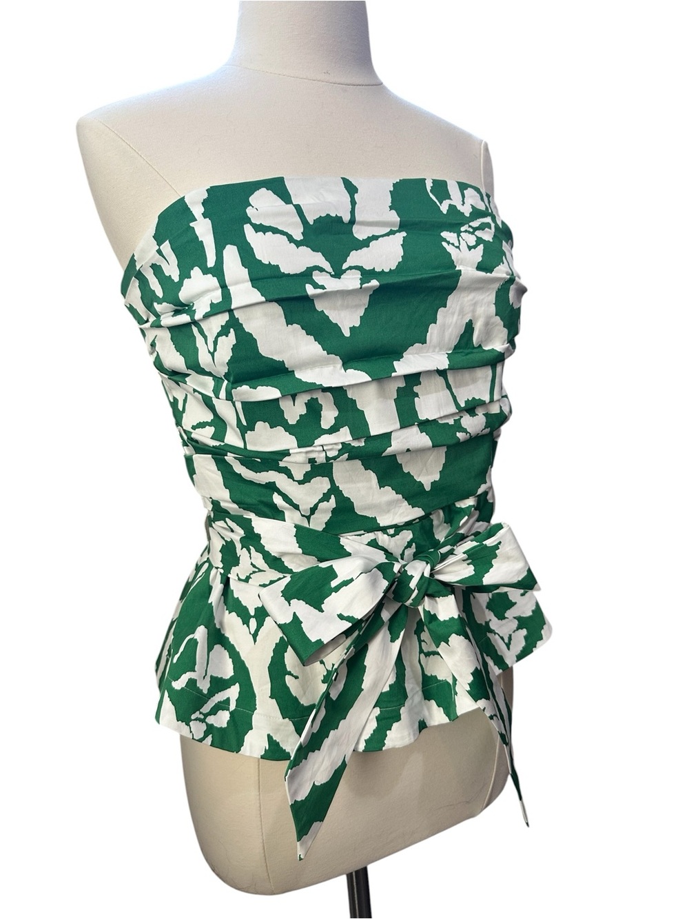 White House Black Market Green & White Tie-Waist Bustier w Removable Straps NWT - Picture 5 of 10